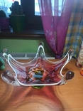 Большая фруктовница,ваза,конфетница,Чехословакия,цветное стекло хрусталь, фото №8