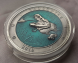 Крокодил Underwater World 3 Oz Монета Серебро 5 Барбадос 2019, фото №8