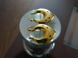 Золотые серьги "Калачики" с натуральными камушками., фото №9