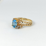 Винтажное золотое кольцо с натуральным топазом и бриллиантами, фото №6