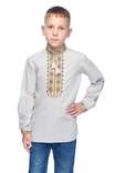 Сорочка для хлопчика Дубове листя (льон сірий), фото №2