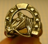 Кольцо " Конь с подковой " серебро 835 проба., фото №3