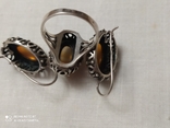 Набор  кольцо и серьги серебро 875 проба со звездой СЮ с сердоликом, фото №10