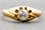 Старинное золотое кольцо с бриллиантом 0,5ct 56 проба, фото №5