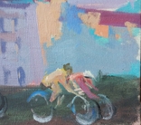 В.Кнышевский"Велосипедисты",х.м.29*49,5см, 1987г, фото №9