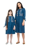 Сукня для дівчинки Аніта (льон синій), фото №3