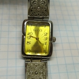Кварцевые часы Gucci с ажурным браслетом, скань. Копия. На ходу, фото №7