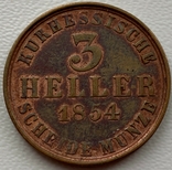 Гессен-Кассель, 3 геллера 1854 год, фото №2