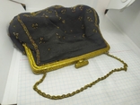 Вечерняя винтажная сумочка с латунной застежкой и цепочкой, фото №2