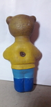 Резиновая игрушка Медведь с гармошкой СССР железная пищалка,старая резина, фото №4