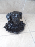 Пепельница черная голова собаки металл СССР, фото №2