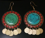 Brass earrings. Cloisonne., photo number 3