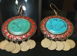 Brass earrings. Cloisonne., photo number 2