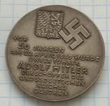 Медаль 1939 г. 50 лет со дня рождения А.Гитлера. Серебро 835 пробы., фото №5