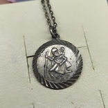 Medallion on a chain. Diameter 20mm. Silver, photo number 2