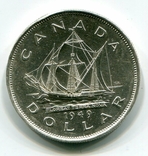 Канада 1 доллар 1949 г. Серебро СОХРАН. Корабль. Георг VI. Ньюфаундленд., фото №2