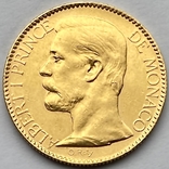 100 франков. 1901. Альберт I. Монако (золото 900, вес 32,24 г), фото №2