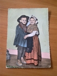 Винтажная открытка дети в национальной одежде - Франция - 1963 - прошла почту - марка, фото №2