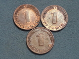 Германия 1 пфенниг 1970 года F, D, J, фото №2