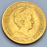 10 гульденов. 1913. Королева Вильгельмина. Нидерланды (золото 900, вес 6,71 г), фото №2