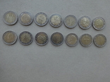 Монети номіналом 2 ЕВРО 11 країн Европи (14 штук,всі різні)., фото №4