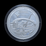 20 Франков 2020 Доисторическая жизнь - Маменчизавр (Серебро 0.999, 31.1г) 1oz Конго Унция, фото №2