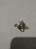 Серебряное кольцо с позолоченной вставкой, фото №7
