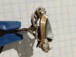 Серебряное кольцо с позолоченной вставкой, фото №2