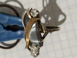 Серебряное кольцо с позолоченной вставкой, фото №10