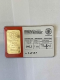 Золотой слиток 1 OZ (31,1 грамм 999,9 ARGOR), фото №2