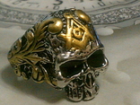 Перстень - масонский череп разм. 21, фото №2