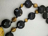 Ожерелье Boho Style Черный Агат Серебро 925 Позолота, фото №5