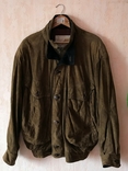 Винтажная замшевая куртка США,OAКLAND, коричневая, внутри оторочка синяя, фото №2