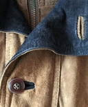Винтажная замшевая куртка США,OAКLAND, коричневая, внутри оторочка синяя, фото №9