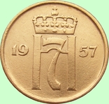 124.Норвегия две монеты 2 и 5 эре, 1957 год, фото №4