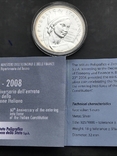 5 евро Италия 60 лет Конституции серебро, фото №5