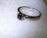 Золотое кольцо с сапфиром и бриллиантиками. Белое золото., фото №2