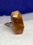 Silver cufflink with amber (B2), photo number 2
