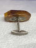 Silver cufflink with amber (B2), photo number 3