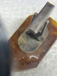 Silver cufflink with amber (B2), photo number 4