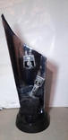 Тяжёлый железный Сувенир высотой 31 см. ШАХТЁРАМ " Уголь и отбойный молоток" из СССР, фото №2