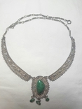 Колье ожерелье серебро 935 с зелёным камнем, фото №2