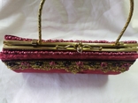Винтажная бархатная сумочка с вышивкой и металлической ручкой, фото №6