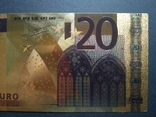 Золотая сувенирная банкнота 20 Euro, фото №5
