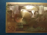 Золотая сувенирная банкнота 50 Euro, фото №6