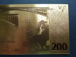 Золотая сувенирная банкнота 200 Euro, фото №7