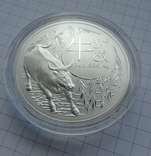Монета Год быка 2021 Серебро 999 пробы 1 унция 1 доллар Австралия, фото №2