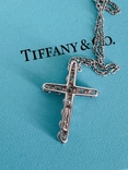 TiffanyCo платиновый крестик с цепочкой и бриллиантами, фото №6