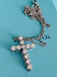 TiffanyCo платиновый крестик с цепочкой и бриллиантами, фото №7