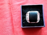Кольцо серебряное с черным камнем( 21 размер)( 5.77 грама) ( 925 проба тризуб), фото №5
